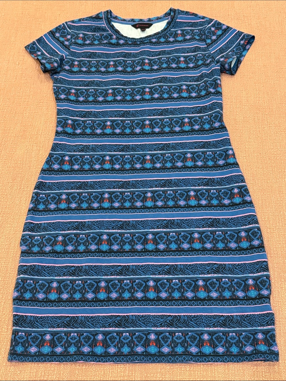 Patterned Short Sleeve Dress - stretchy cotton blend